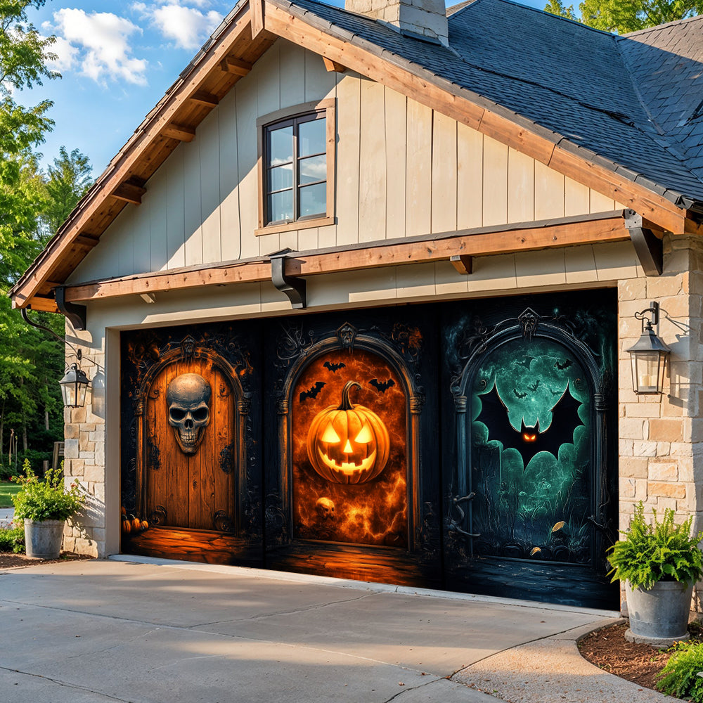 Lorva Halloween Garage Door Banner Decoration Gothic Halloween Fortress