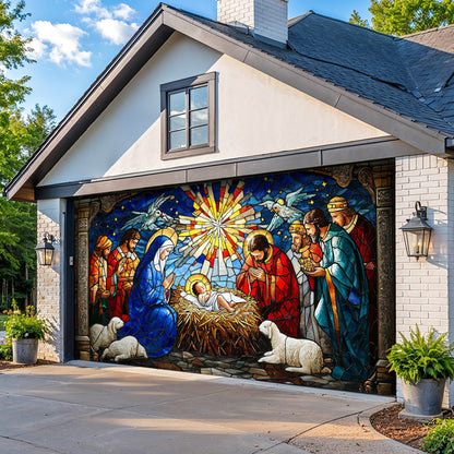 Lorva Christmas Garage Door Banner Decoration Holy Family Nativity