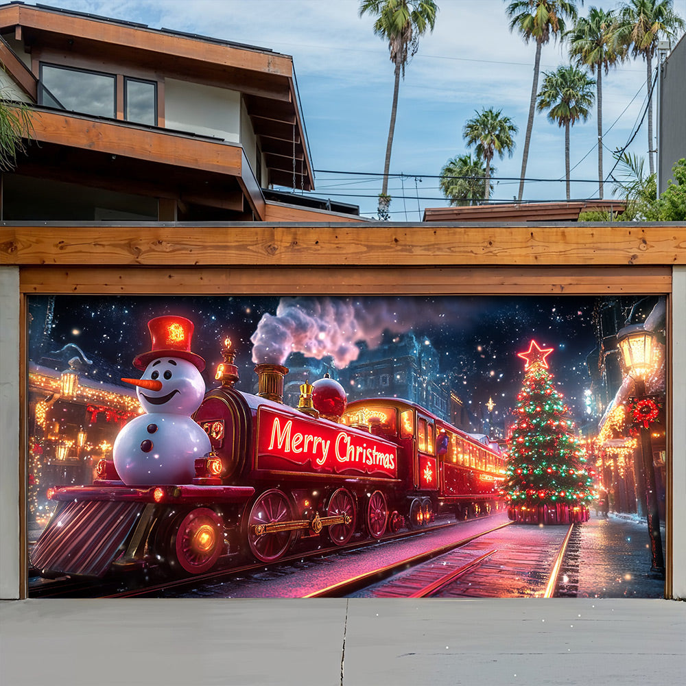 Lorva Christmas Garage Door Banner Decoration Snowman’s Holiday Express