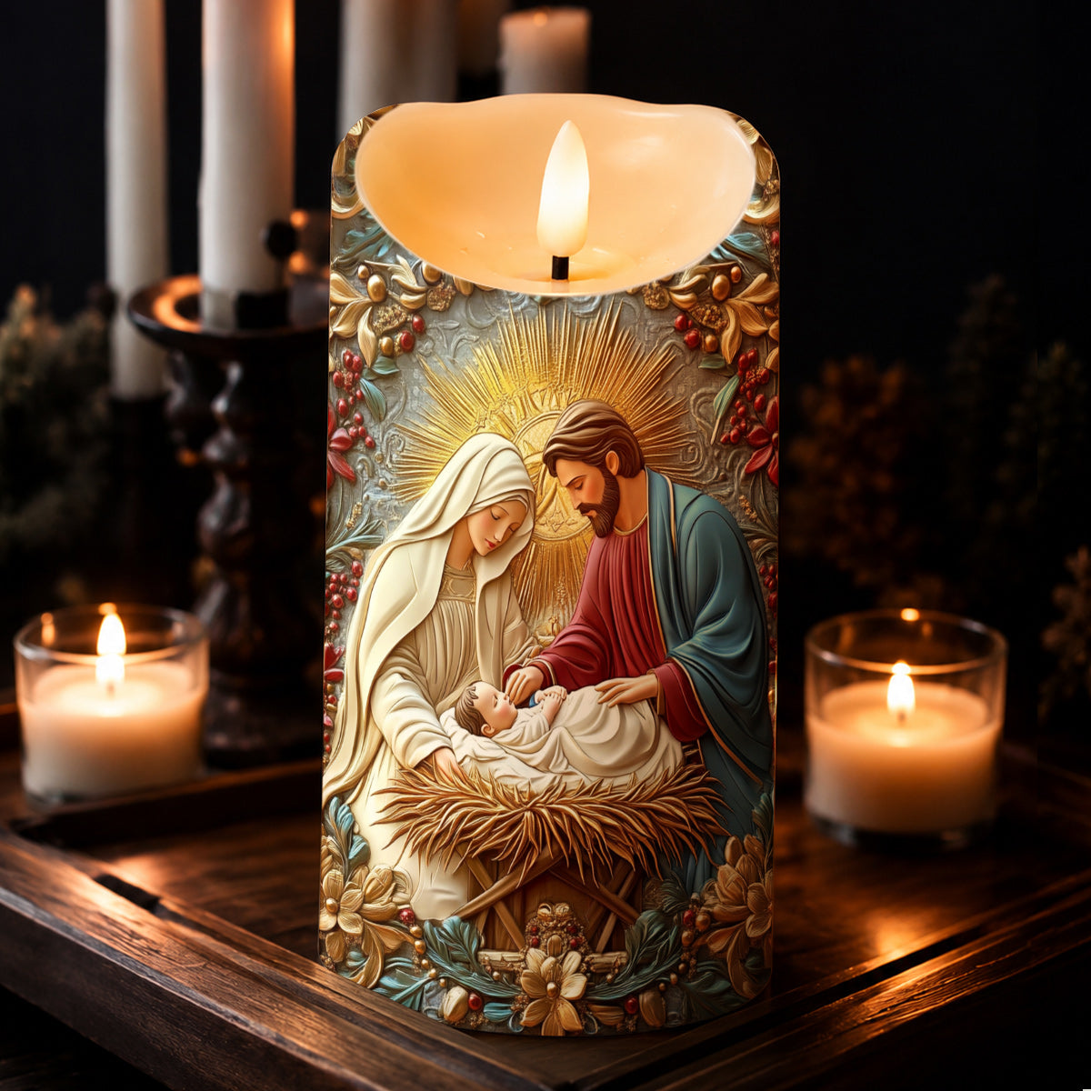 Lorva LED Candle Graceful Nativity