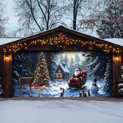Lorva Christmas Garage Door Banner Decoration Santa’s Midnight Christmas