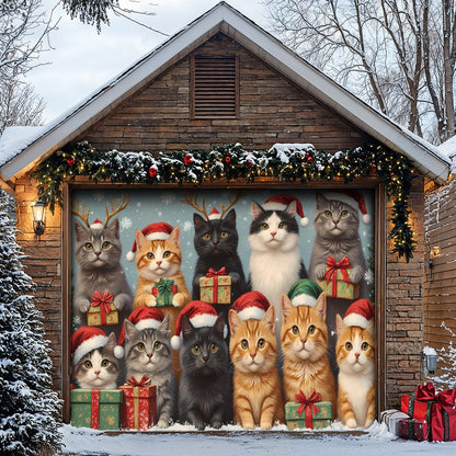 Lorva Cat Christmas Garage Door Banner Decoration Friends