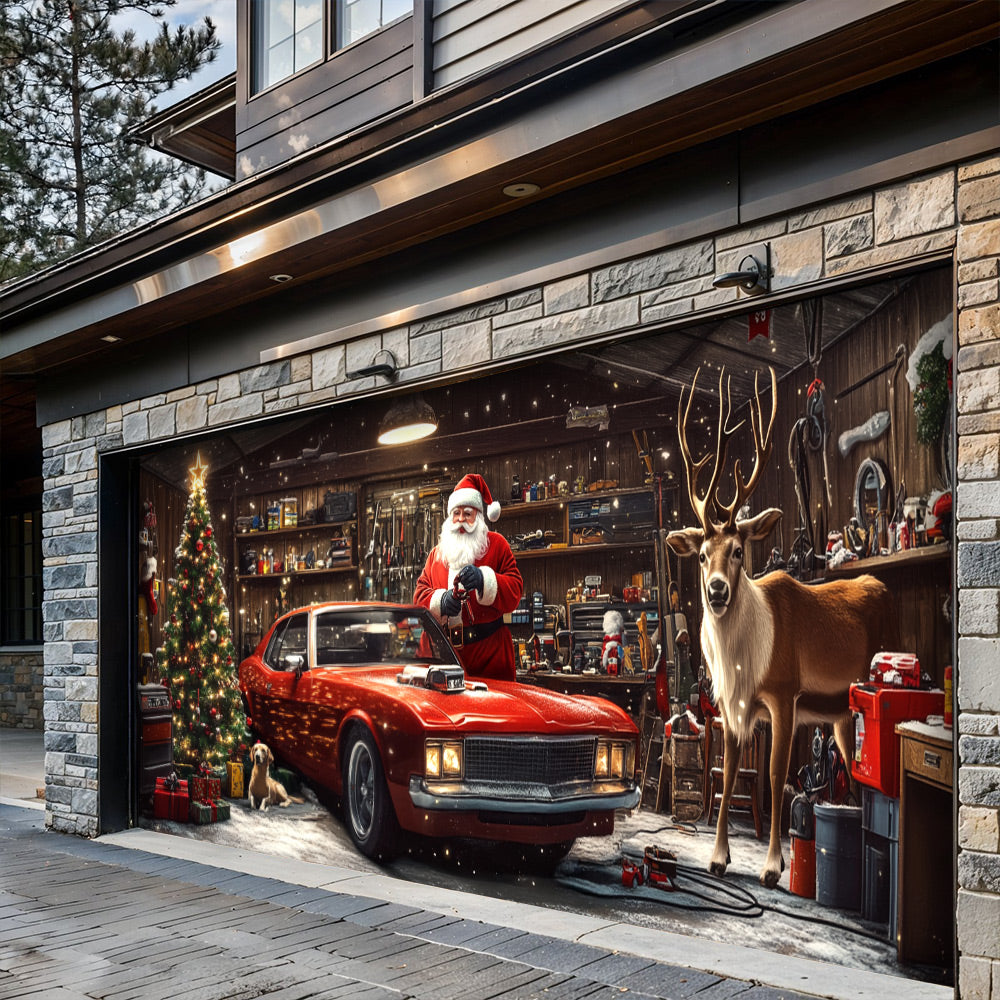 Lorva Christmas Garage Door Banner Decoration Happy Christmas