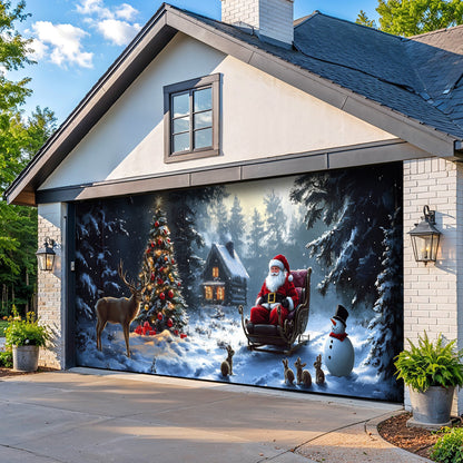 Lorva Christmas Garage Door Banner Decoration Santa’s Midnight Christmas
