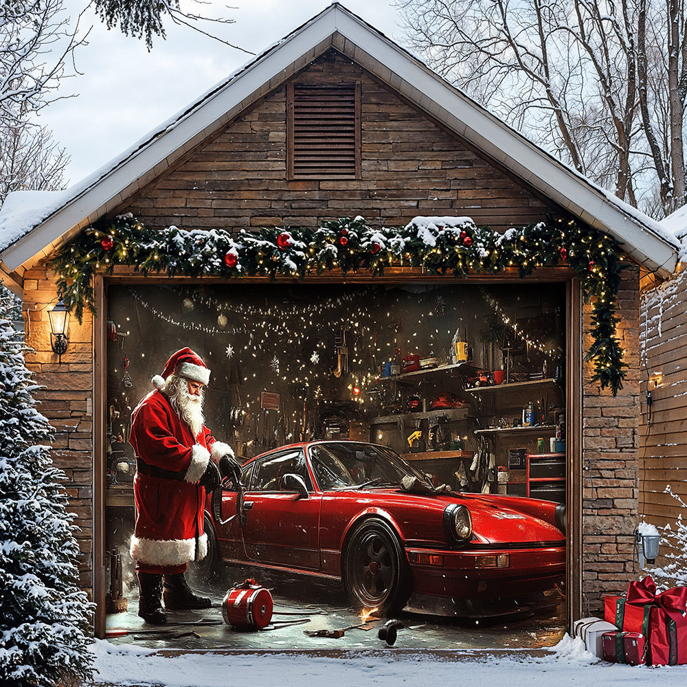 Lorva Christmas Garage Door Banner Decoration Santa’s Christmas Workshop