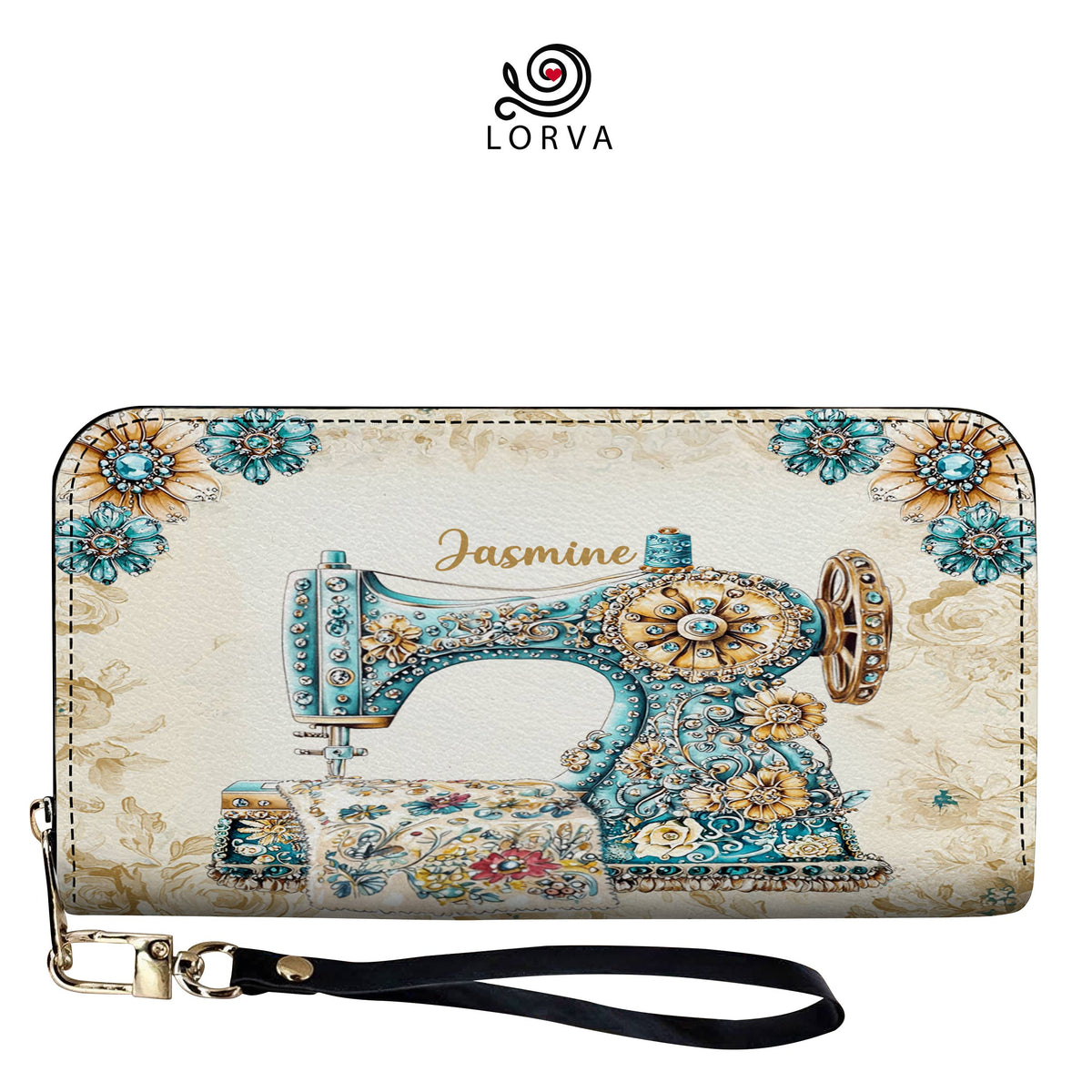 Lorva Personalized Sewing Leather Wallet Baroque Bloom