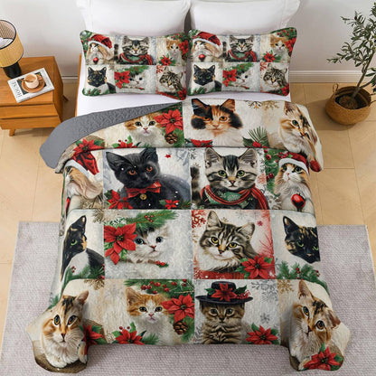 Lorva All Season Quilt 3-Piece Set Meowy Christmas