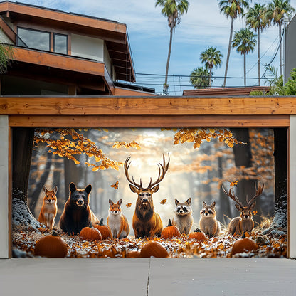 Lorva Garage Door Banner Decoration Fall Forest Companions