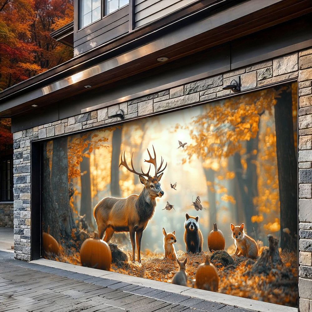 Lorva Autumn Garage Door Banner Decoration Woodland Harvest Retreat