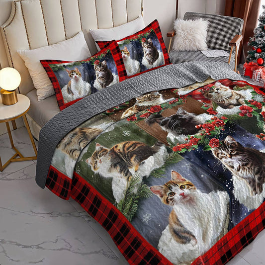 Lorva Cat All Season Quilt 3-Piece Set Remember Love On Christmas
