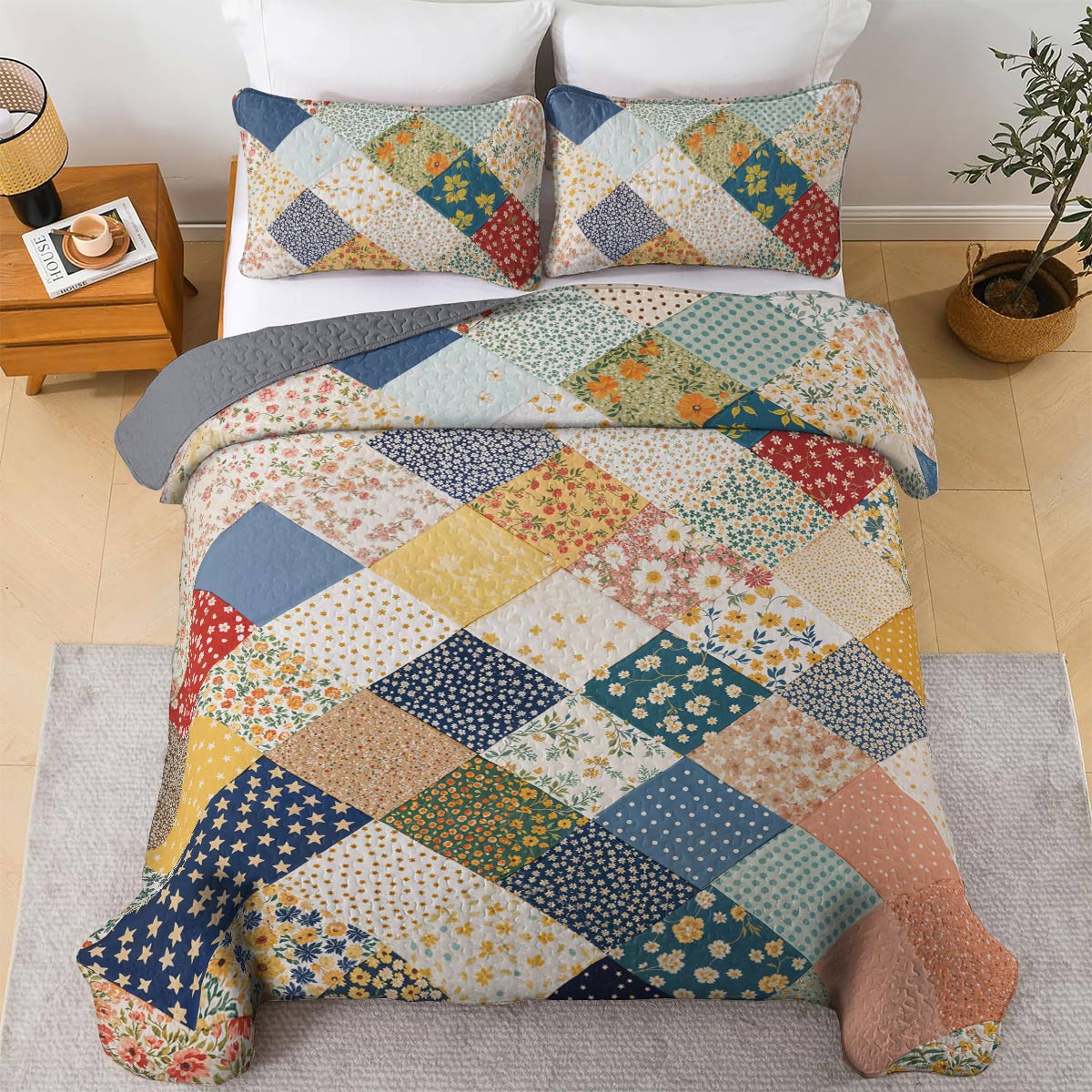 Lorva All Season Quilt 3-Piece Set Vintage Floral