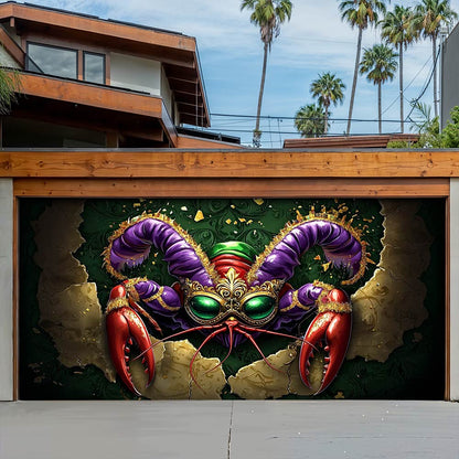 Lorva Mardi Gras Garage Door Banner Decoration Majestic Crawfish