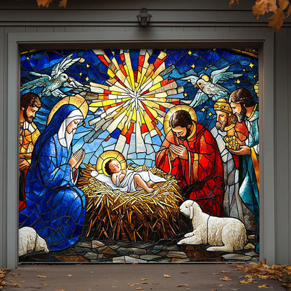 Lorva Christmas Garage Door Banner Decoration Holy Family Nativity