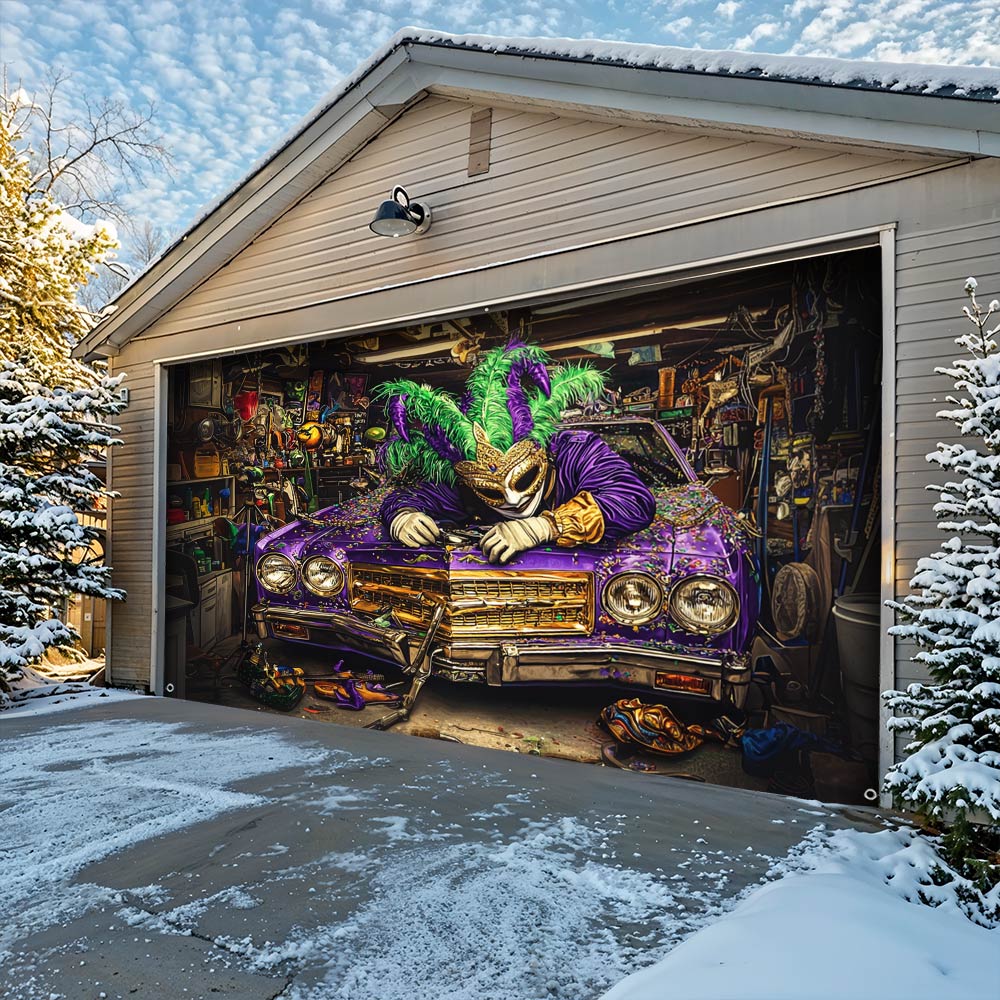 Lorva Garage Door Banner Decoration Mardi Gras Workshop