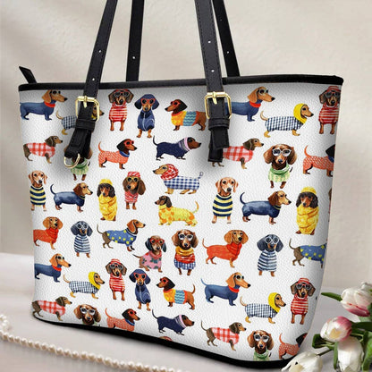 Lorva Leather Tote Bag Stylish Dachshund