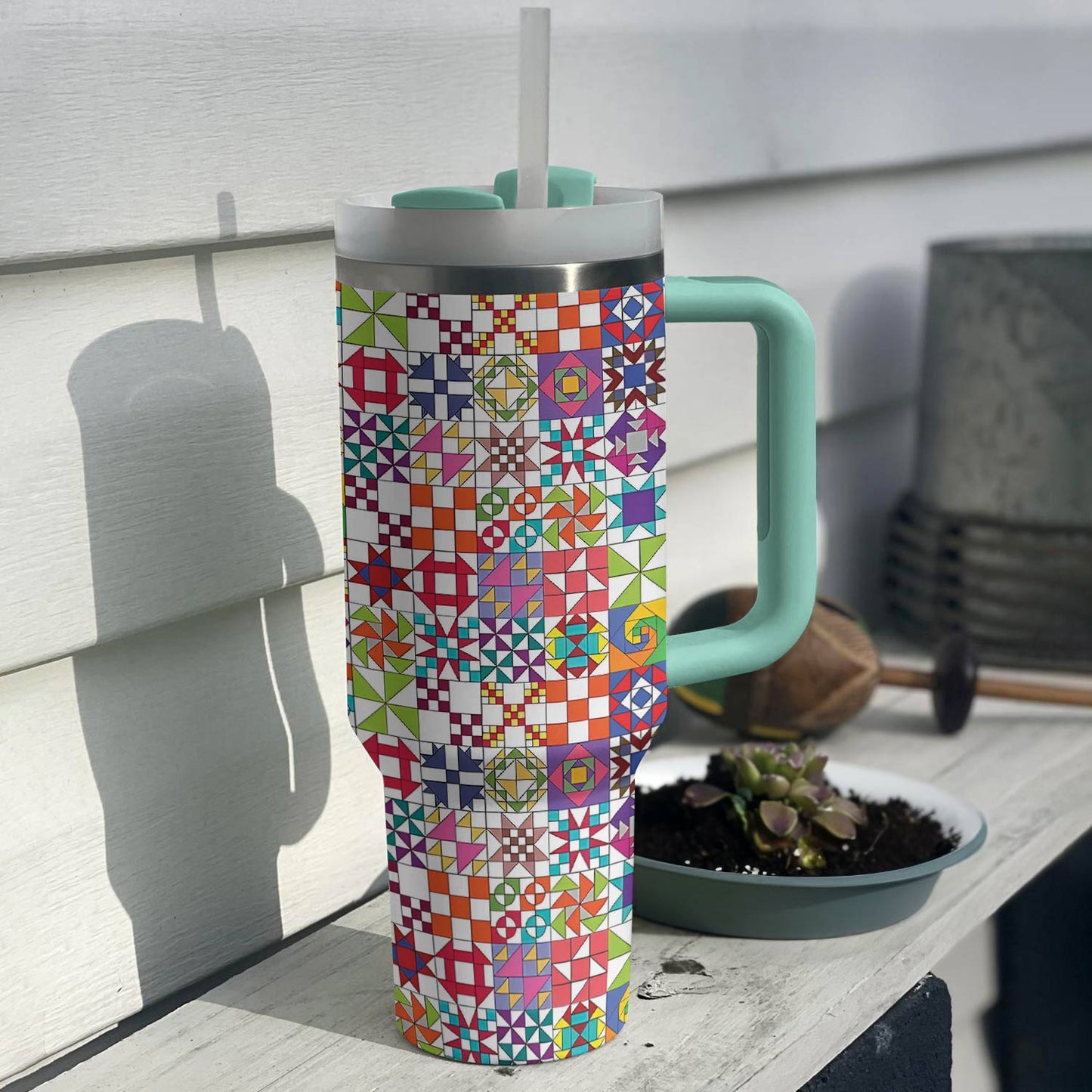 Lorva Tumbler Quilting Blocks Colorful