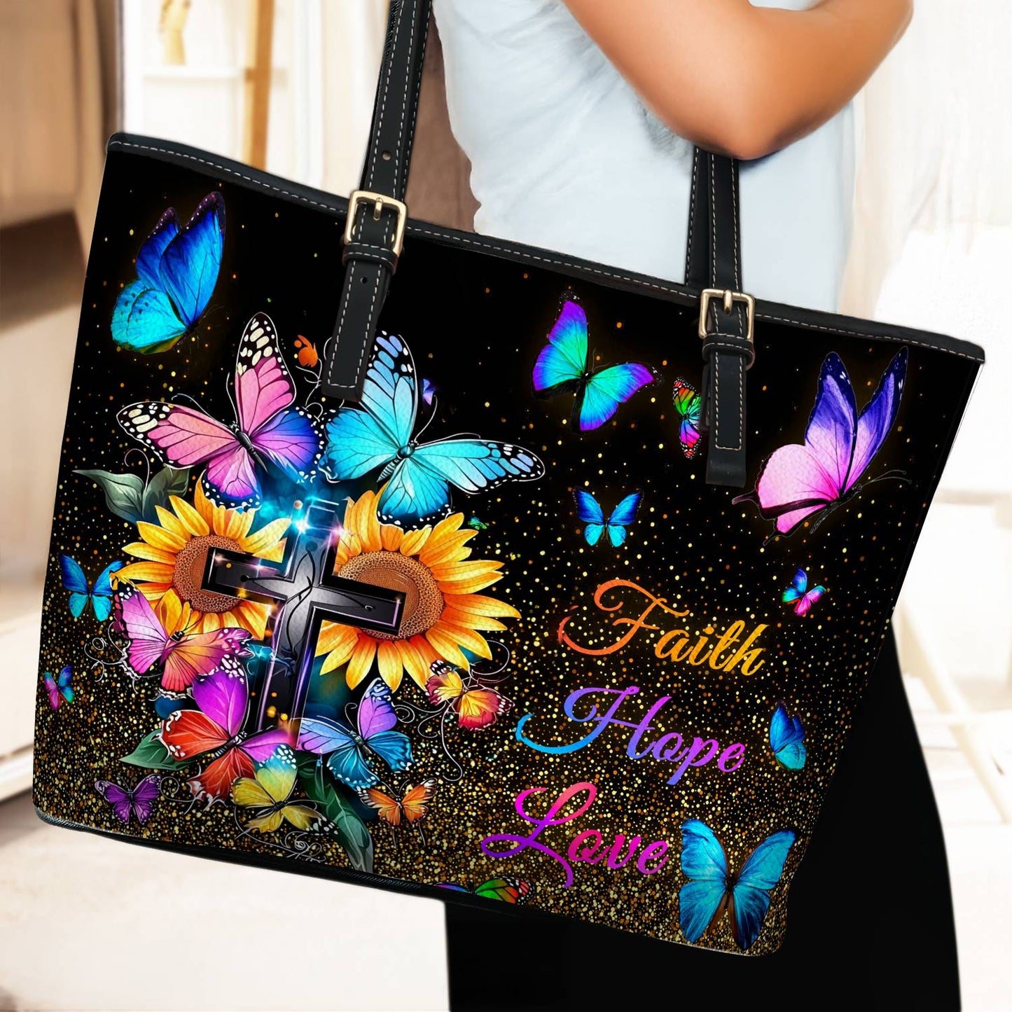 Lorva Butterfly Leather Tote Bag Sunshine & Spirit