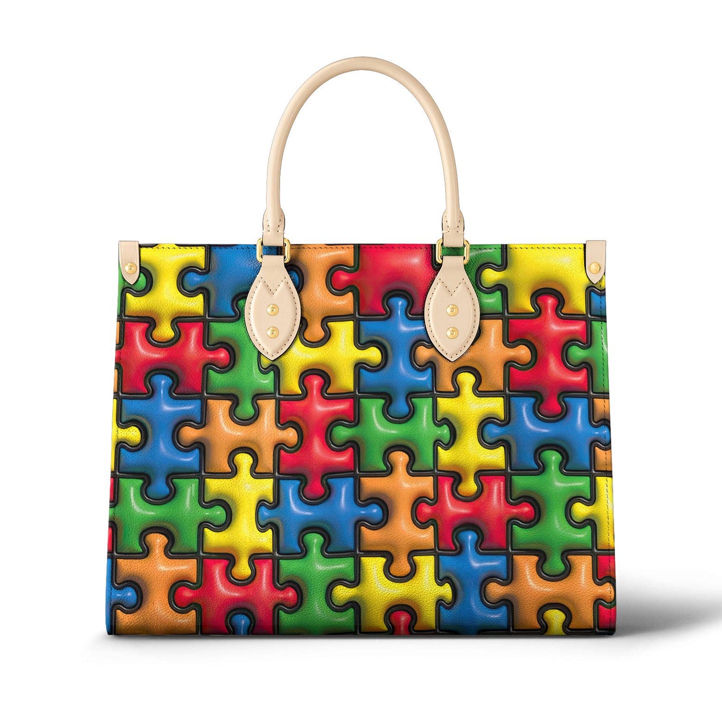 Lorva Leather Bag Puff Puzzle Piece