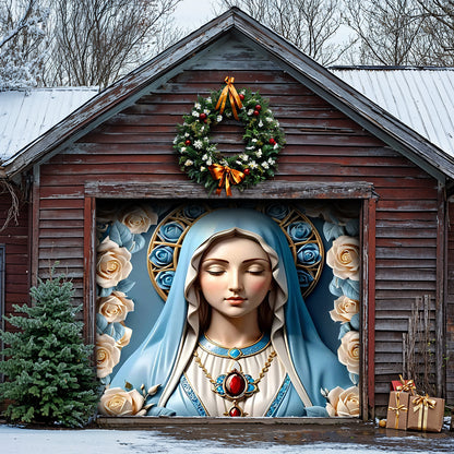 Lorva Christmas Garage Door Banner Decoration Blessed Virgin Mary