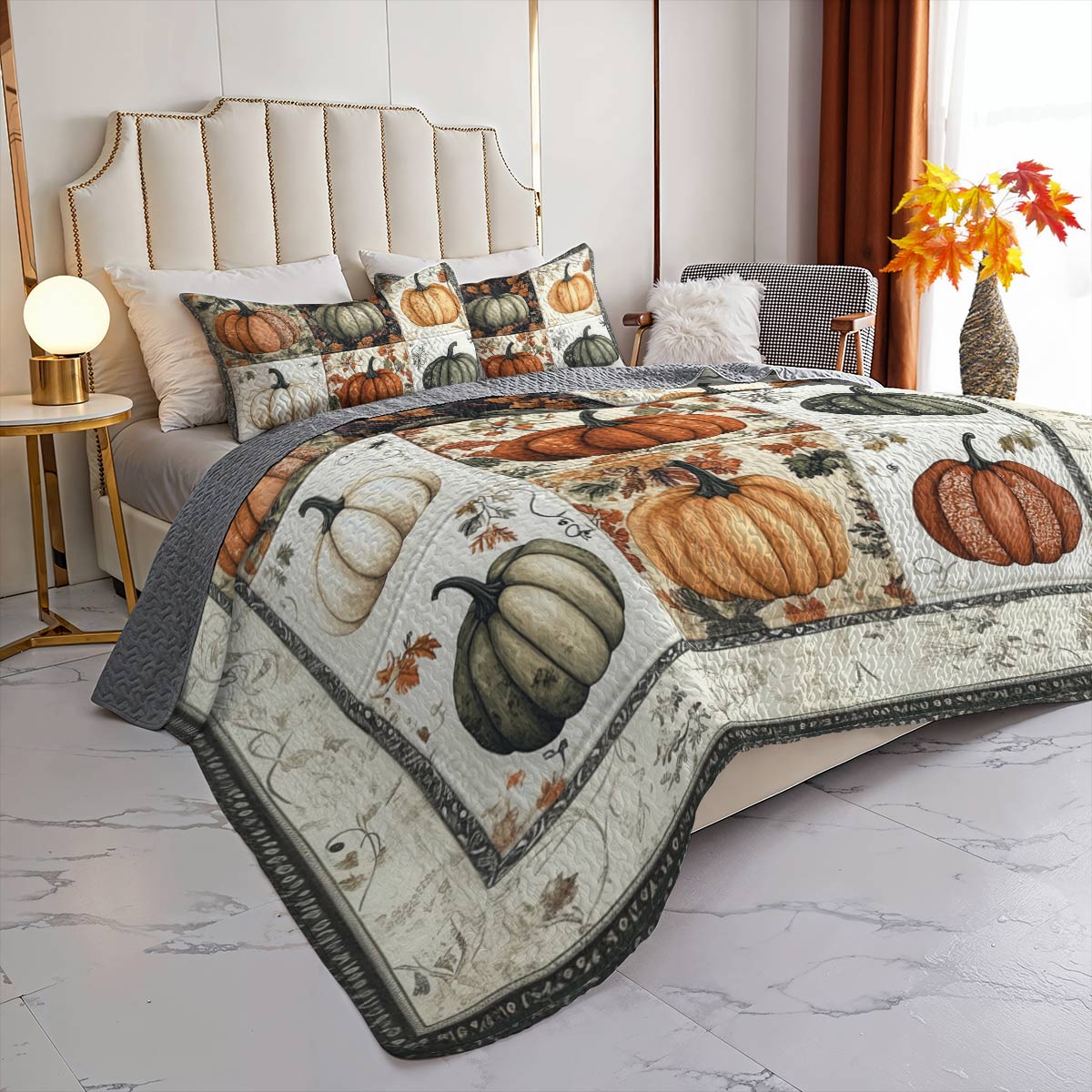 Lorva All Season Quilt 3-Piece Set Gentle Pumpkins