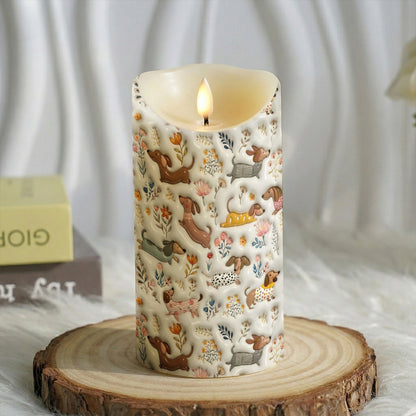 Lorva Dachshund LED Candle Happy Field Flowers