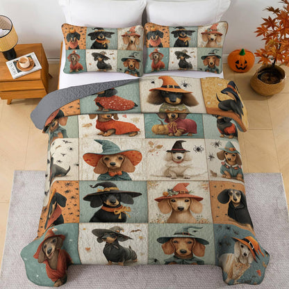 Lorva All Season Quilt 3-Piece Set Dachshund Witch