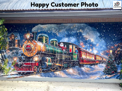 Lorva Christmas Garage Door Banner Decoration Magical Holiday Express Santa’s Train Spreading Cheer