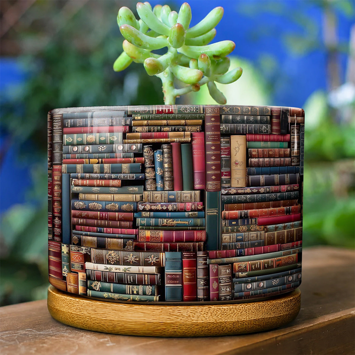 Lorva Reading Ceramic Plant Pot Vintage Books