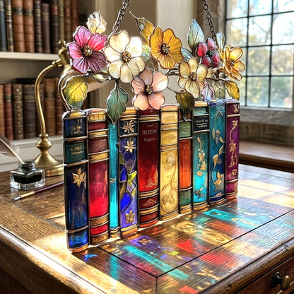 Lorva Reading Suncatcher Vintage Floral Books