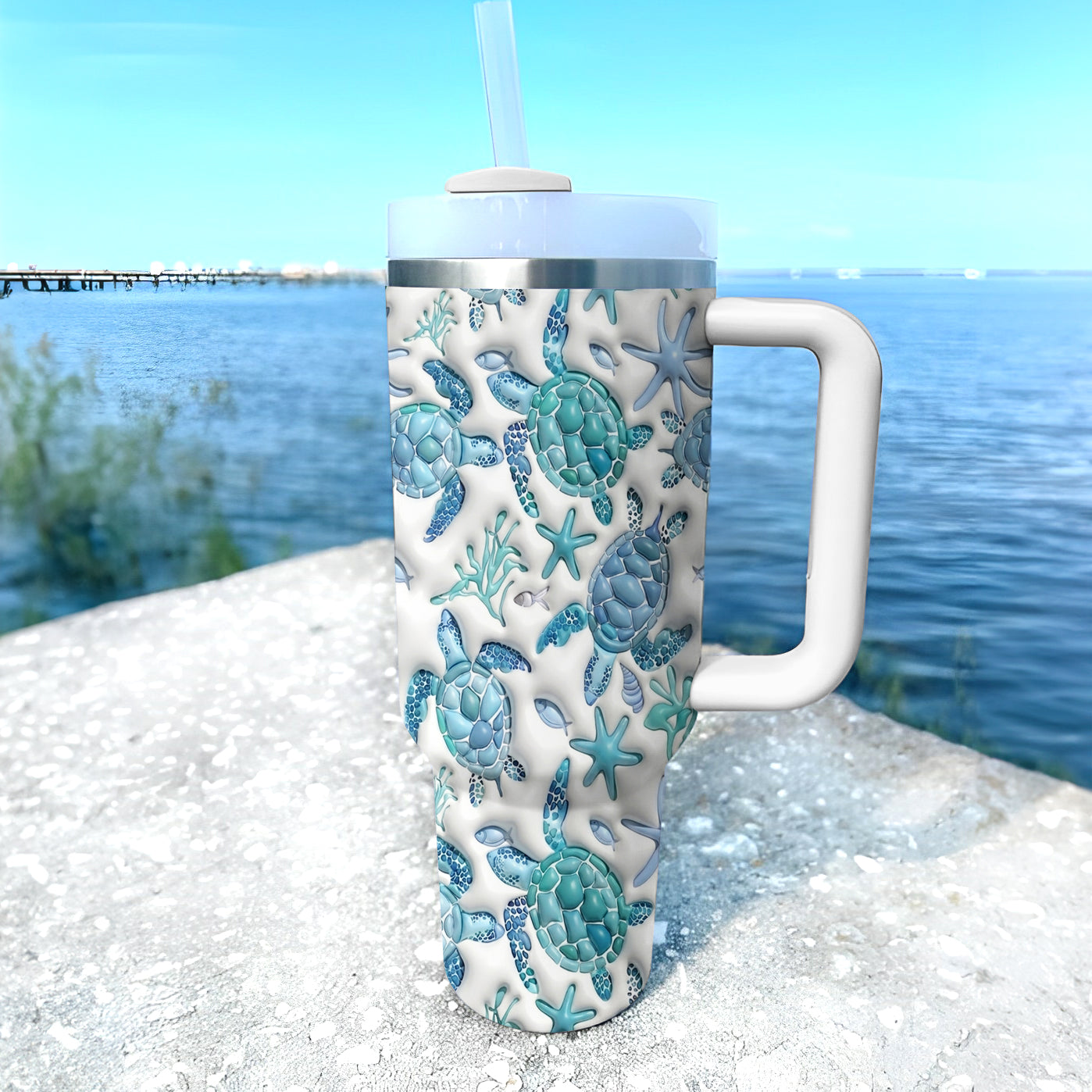 Lorva Tumbler Sea Turtle Blue Flow