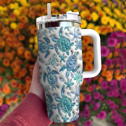 Lorva Tumbler Sea Turtle Blue Flow