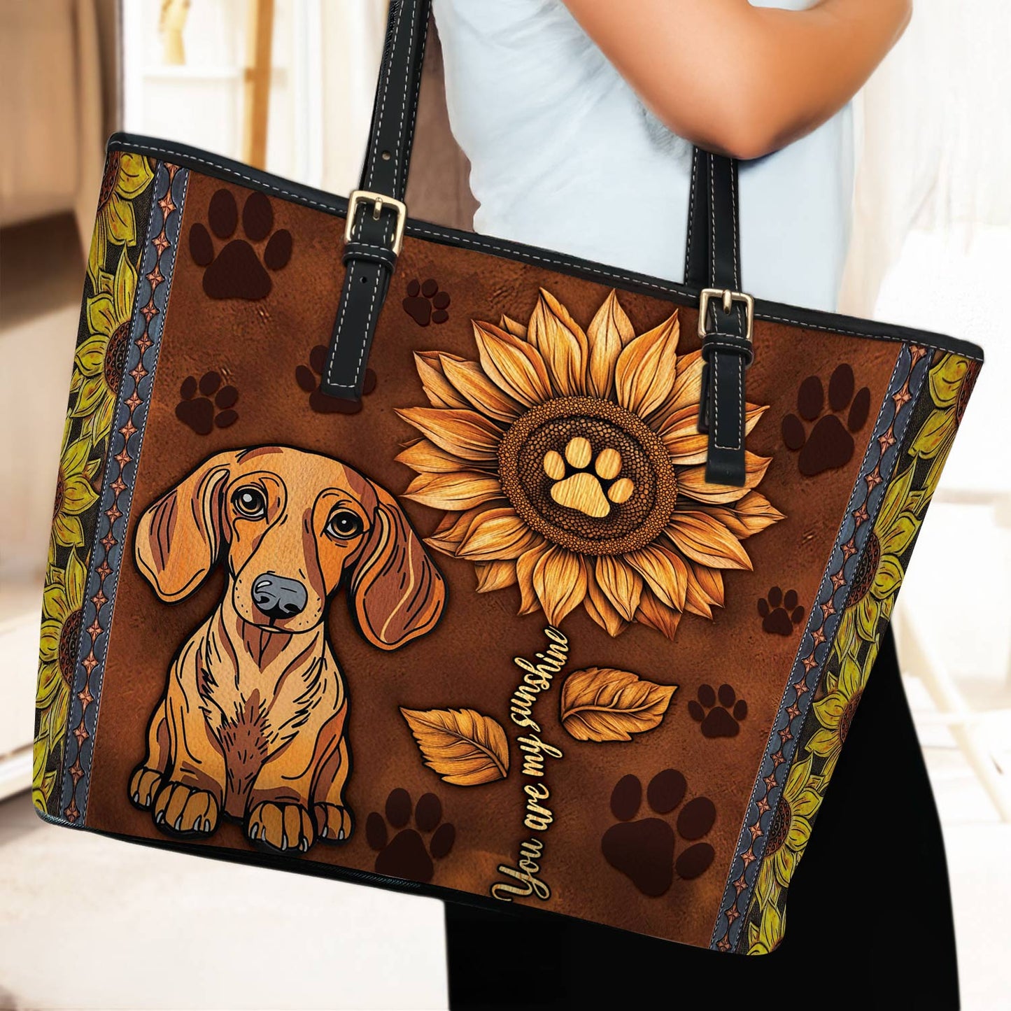 Lorva Leather Bag Dachshund You Are My Sunshine