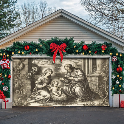 Lorva Christmas Holy Family Garage Door Banner Decoration Classical