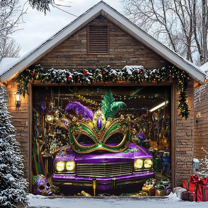 Lorva Mardi Gras Garage Door Banner Decoration