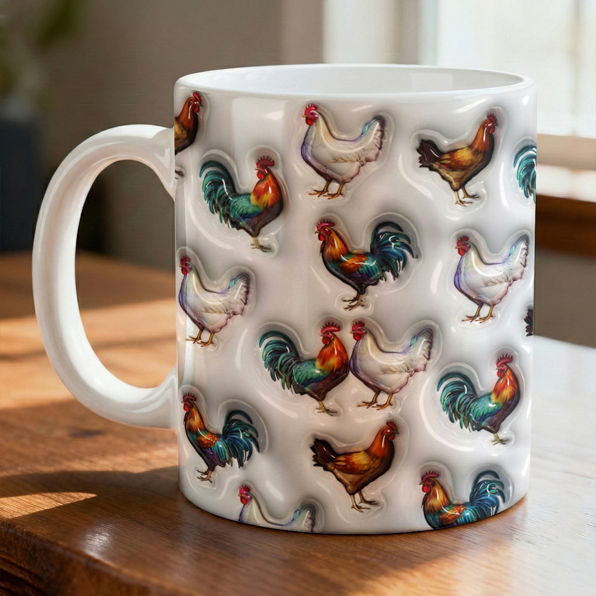 Lorva Flat Print Mug Gentle Chickens