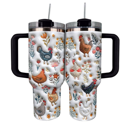 Lorva Tumbler Cute Floral Chickens