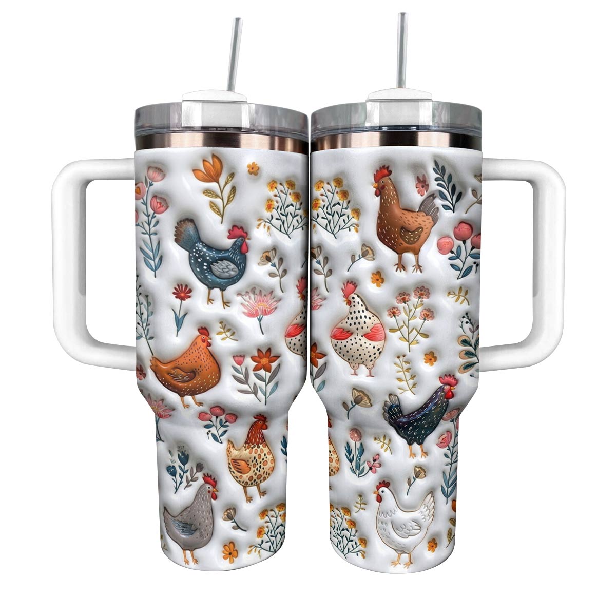 Lorva Tumbler Cute Floral Chickens