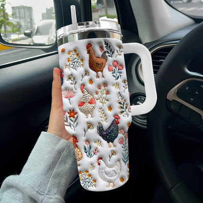 Lorva Tumbler Cute Floral Chickens