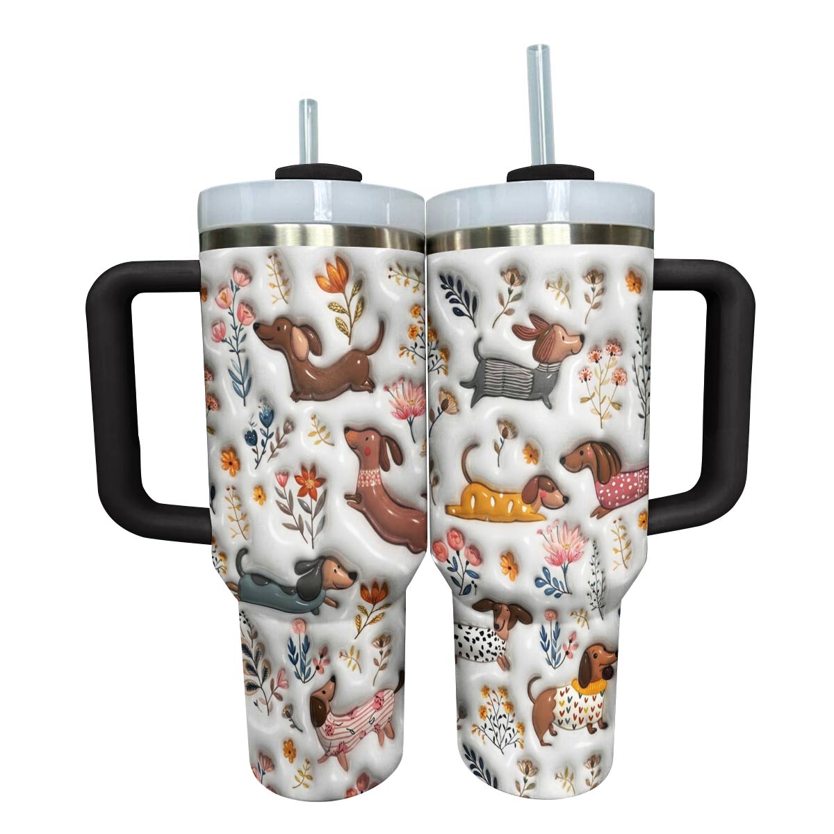 Lorva Dachshund Tumbler Charming Garden Bloom