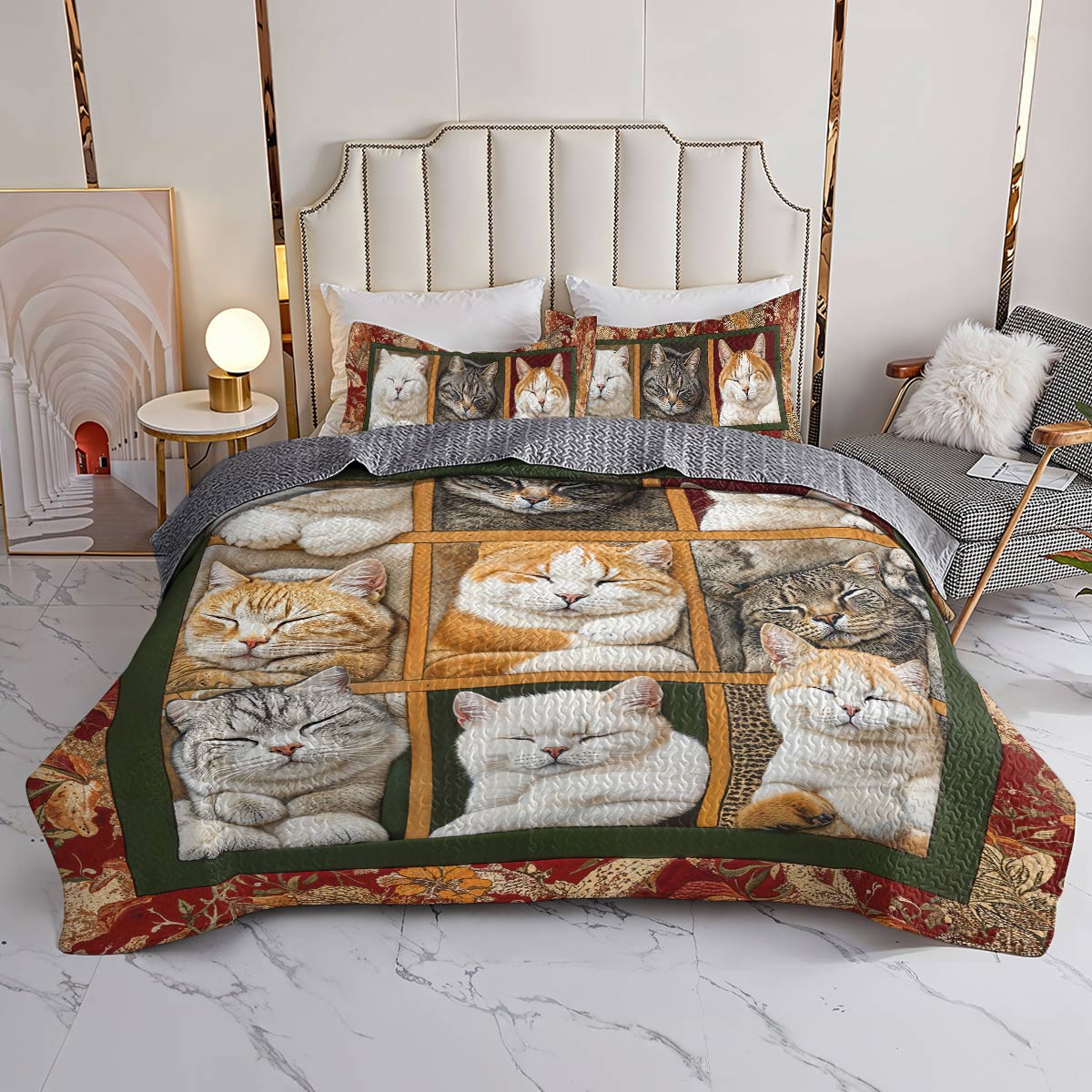 Lorva All Season Quilt 3-Piece Set Dreaming Cats