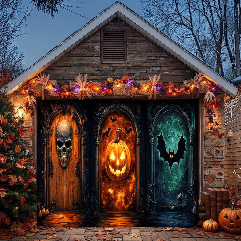 Lorva Halloween Garage Door Banner Decoration Gothic Halloween Fortress