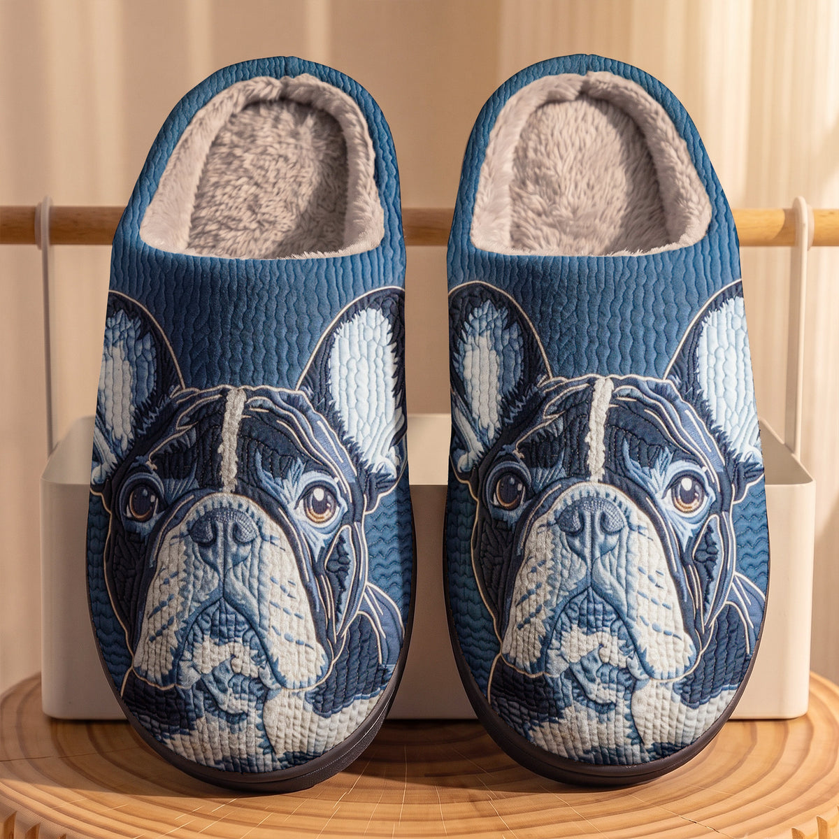 Lorva French Bulldog Fleece Lined Slippers Majestic