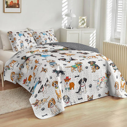 Lorva All Season Quilt 3-Piece Set Cute Dog