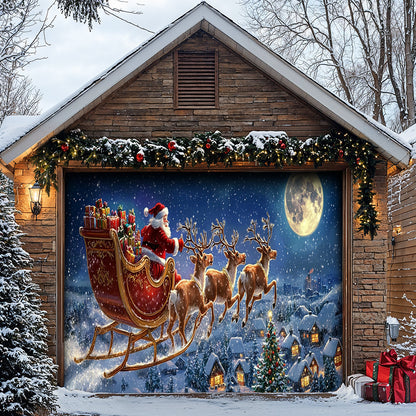 Lorva Christmas Garage Door Banner Decoration Midnight Flight To Christmas