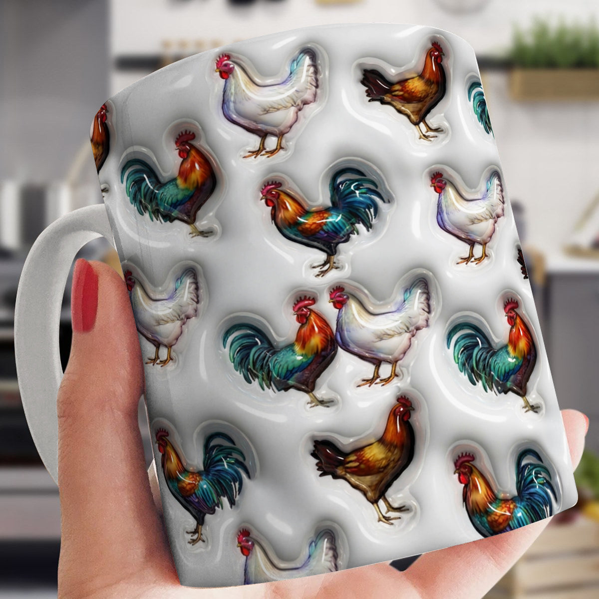 Lorva Flat Print Mug Gentle Chickens