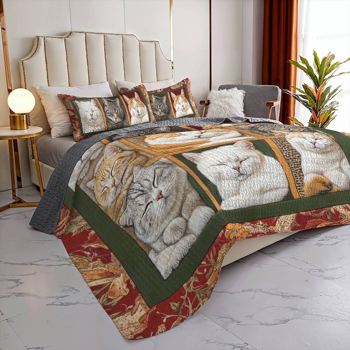 Lorva All Season Quilt 3-Piece Set Dreaming Cats