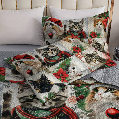 Lorva All Season Quilt 3-Piece Set Meowy Christmas
