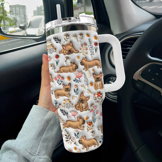 Lorva French Bulldog Tumbler Happy Field Flowers