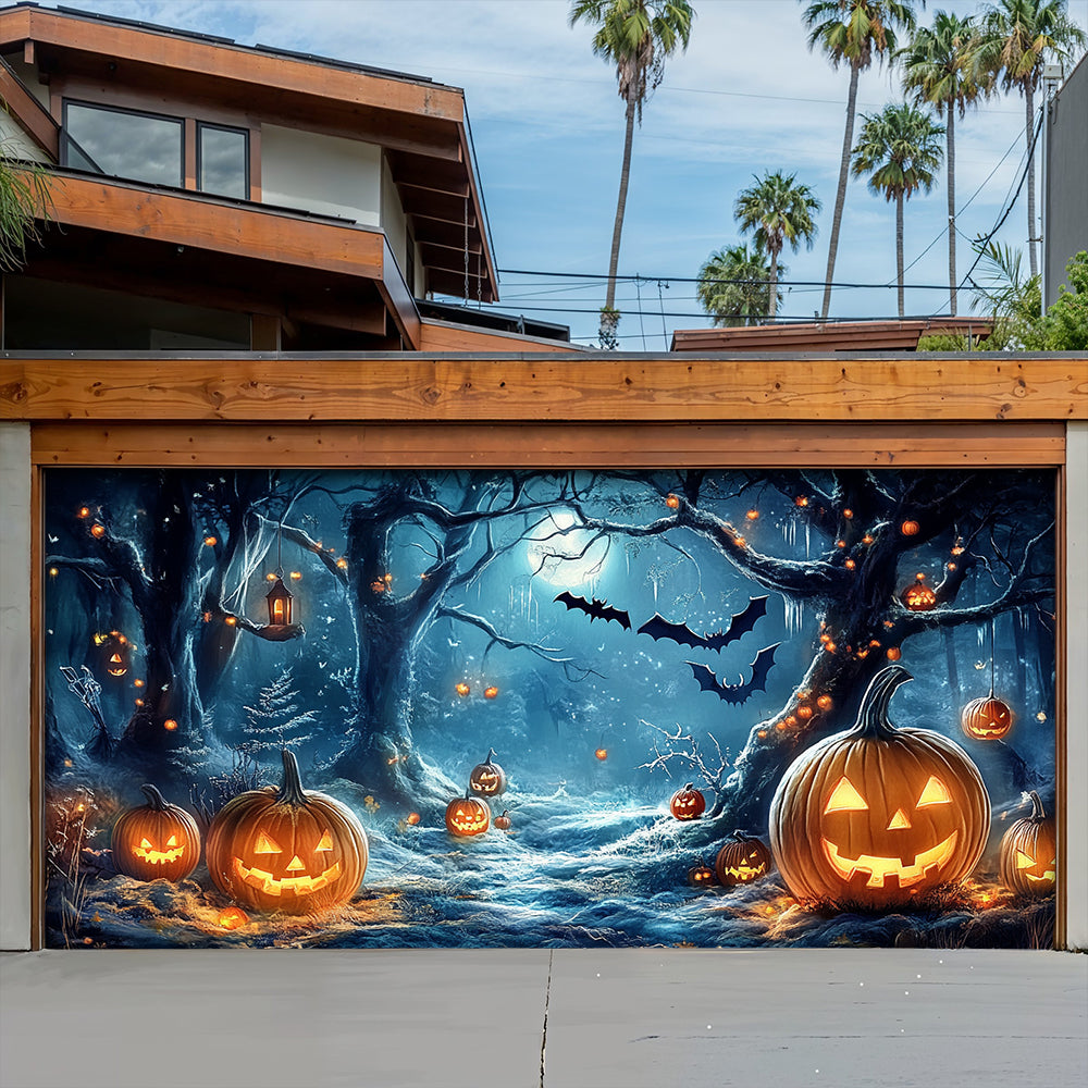 Lorva Halloween Garage Door Banner Decoration Whimsical Forest Midnight