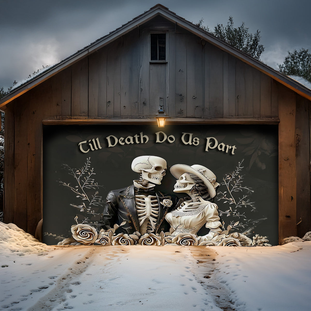 Lorva Garage Door Banner Decoration Till Death Do Us Part